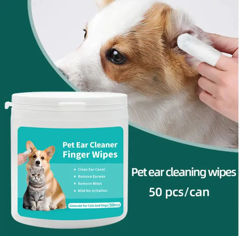 Lingettes Nettoyantes pour les Oreilles des Animaux en Doigtier