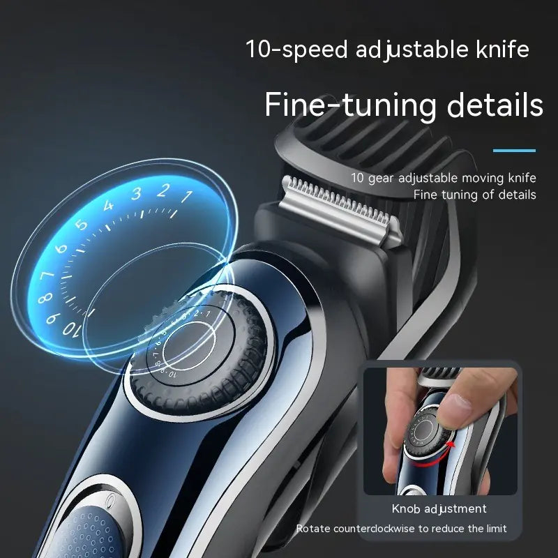Adjustable Hair Clipper with Ten Speeds and USB