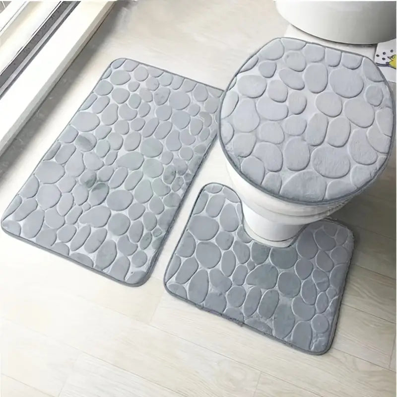 Ensemble de 3 Tapis de Salle de Bain Antidérapants