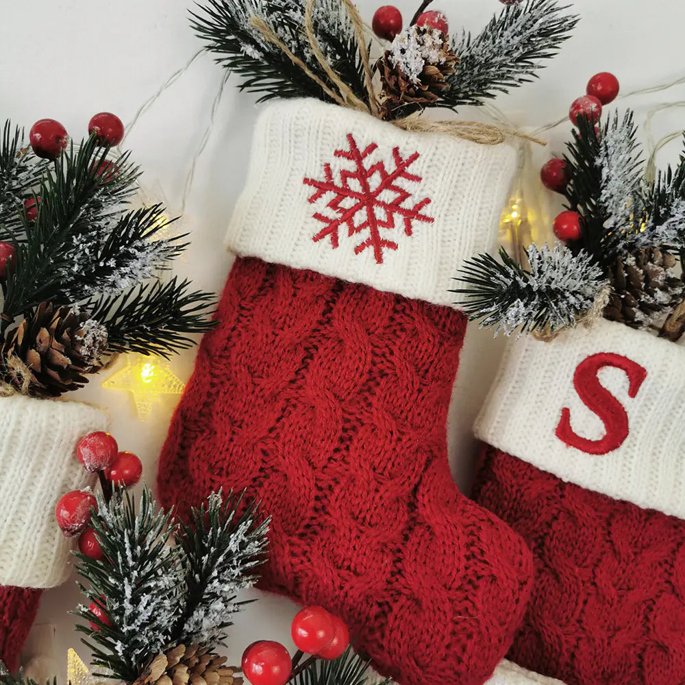 Chaussettes de Noël Tricotées à Lettres