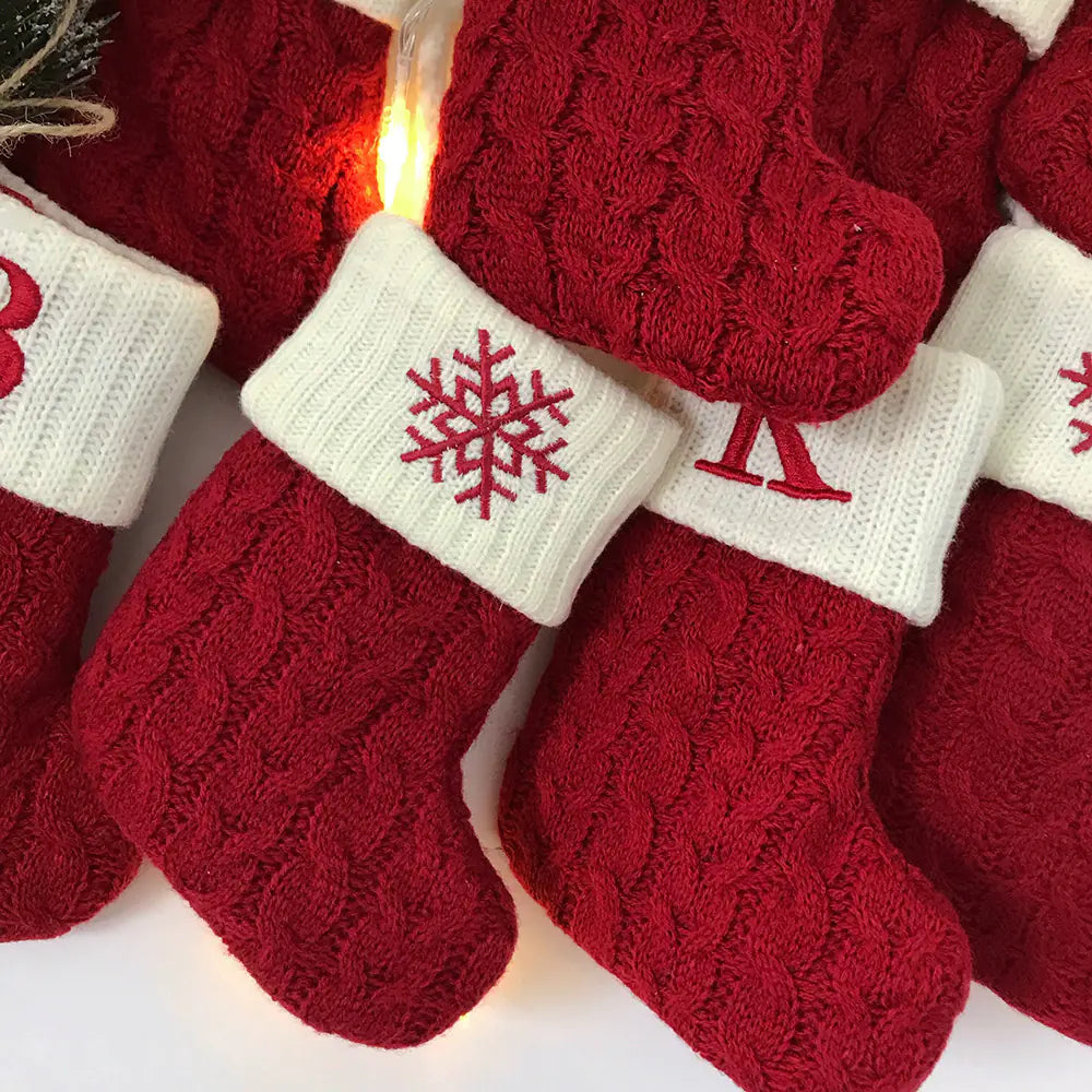Chaussettes de Noël Tricotées à Lettres