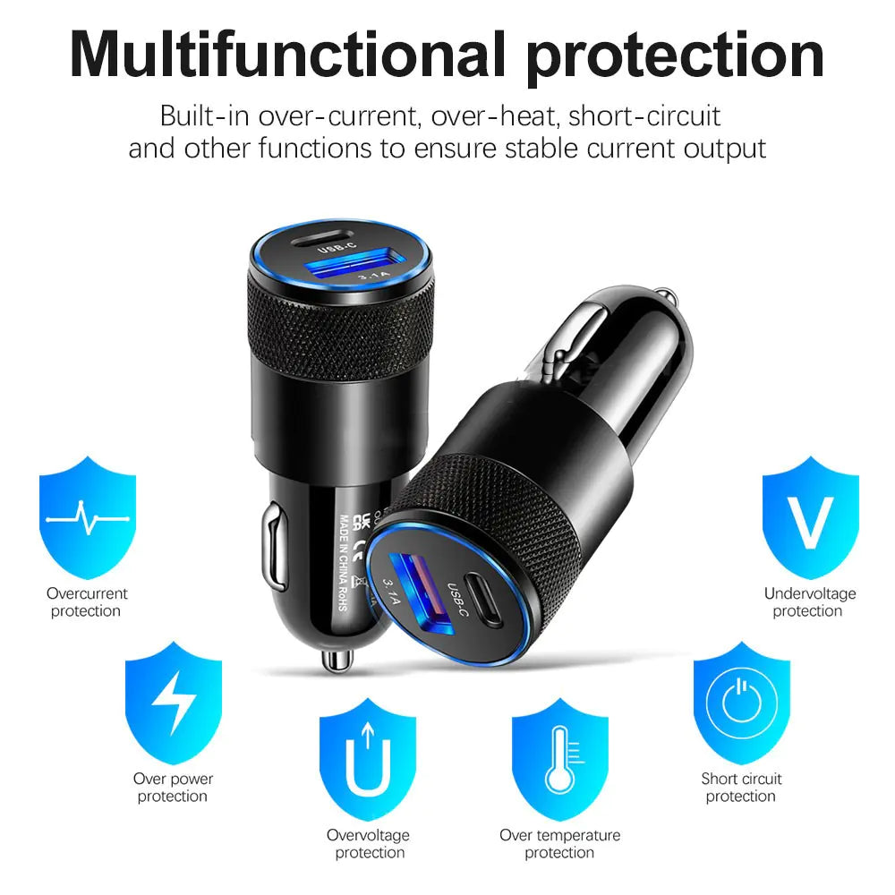 Chargeur de Téléphone pour Voiture en Alliage d'Aluminium