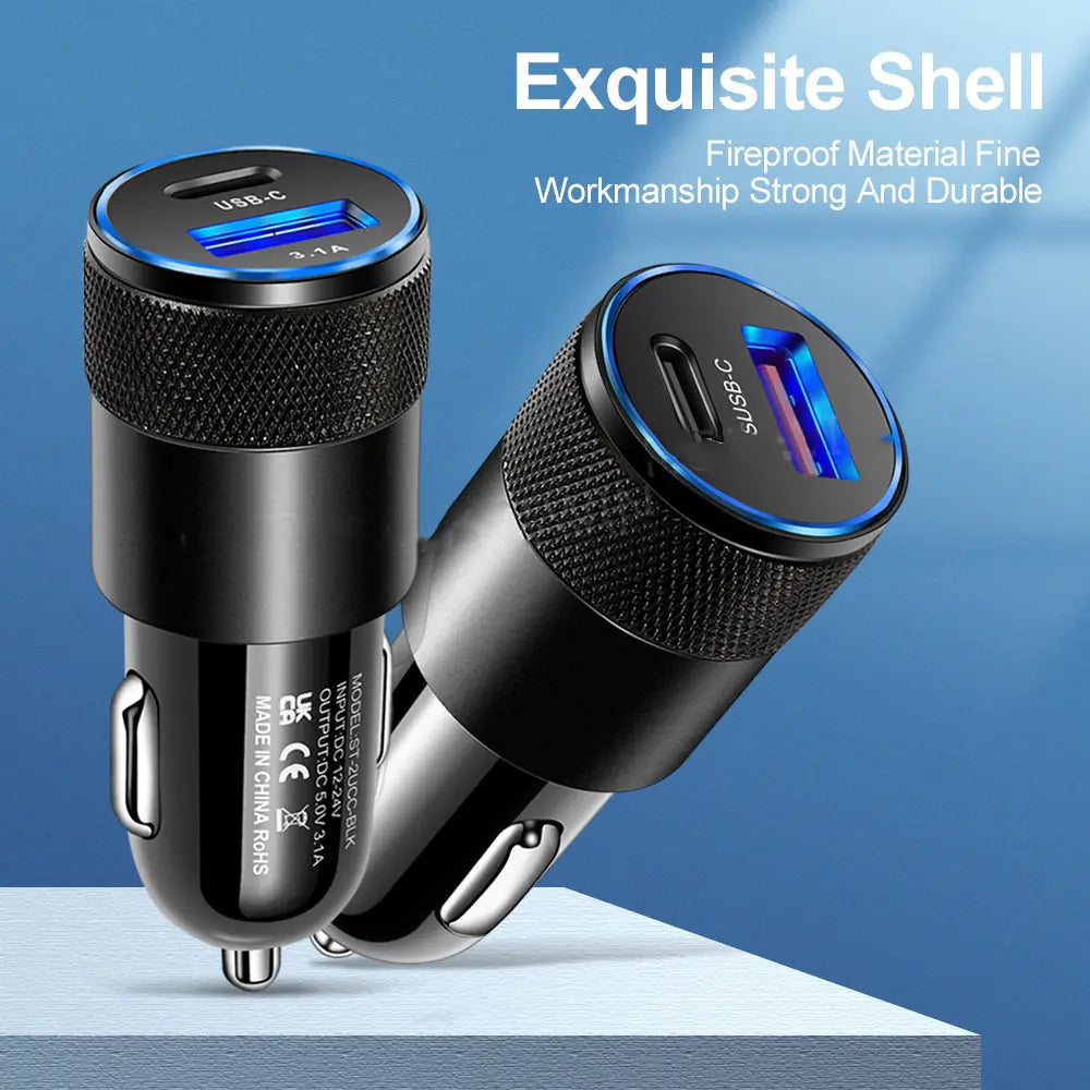 Chargeur de Téléphone pour Voiture en Alliage d'Aluminium