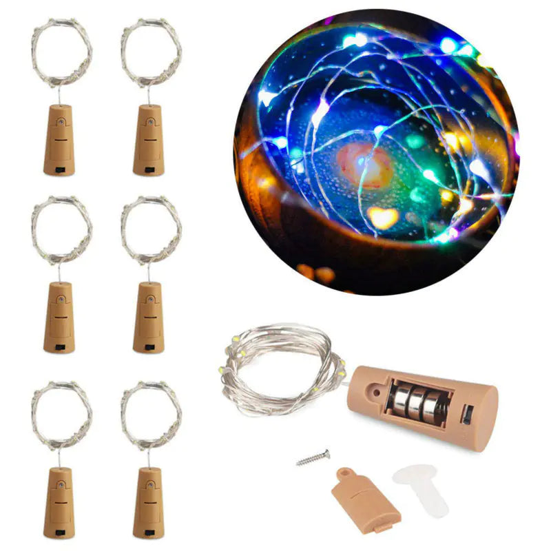 Lumières LED pour bouchons de bouteille avec boîtier à piles