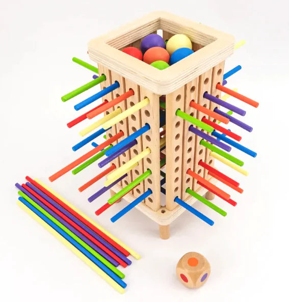 Jeu d'équilibre de la tour en bâtons de bois