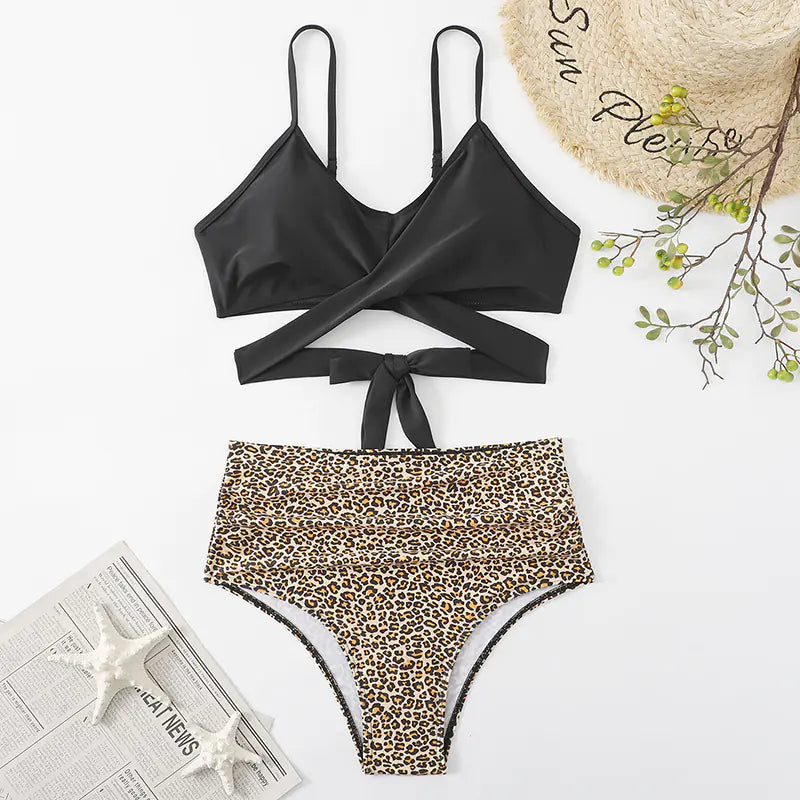 Ensemble Bikini Taille Haute Imprimé Léopard 2023