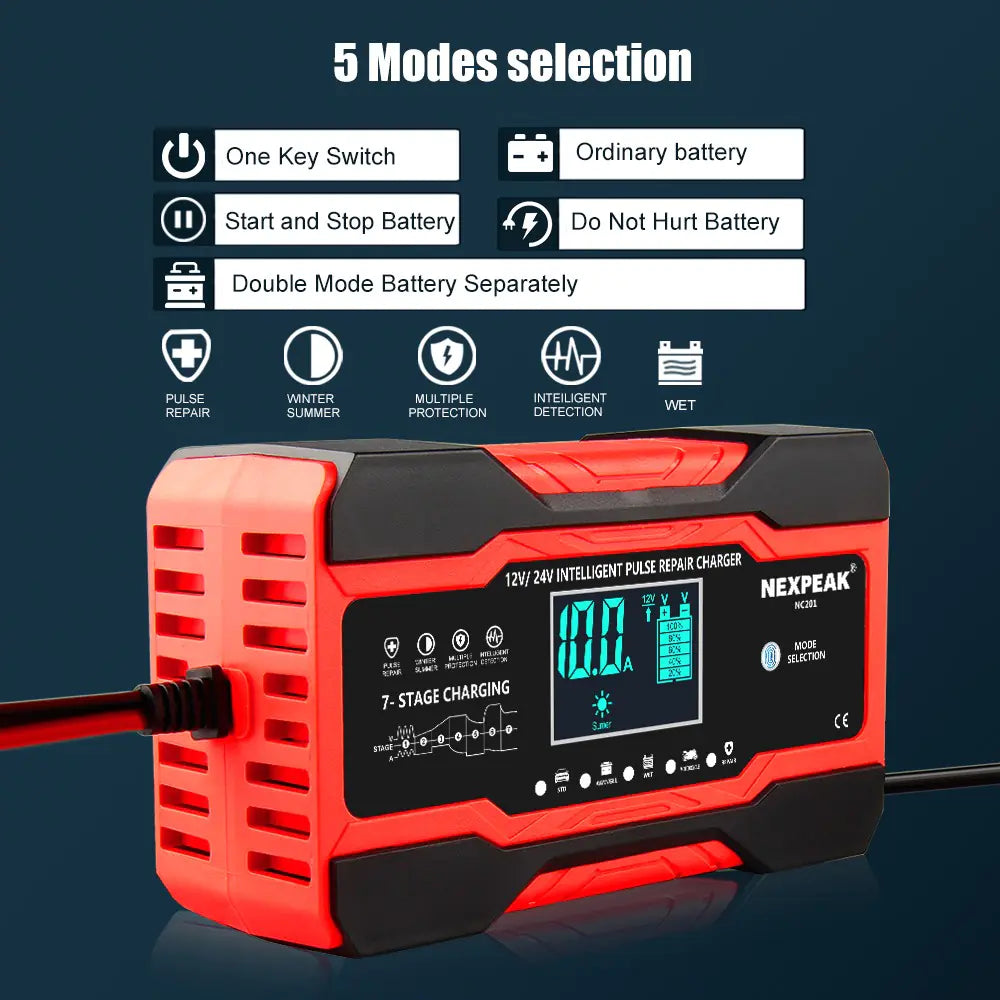 Chargeur de Batterie Multifonctionnel pour Voiture et Moto