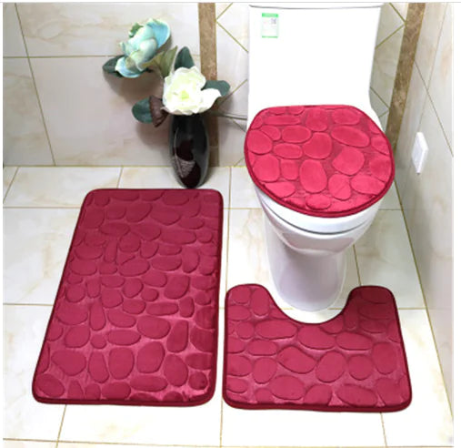 Ensemble de 3 Tapis de Salle de Bain Antidérapants