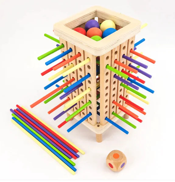 Jeu d'équilibre de la tour en bâtons de bois