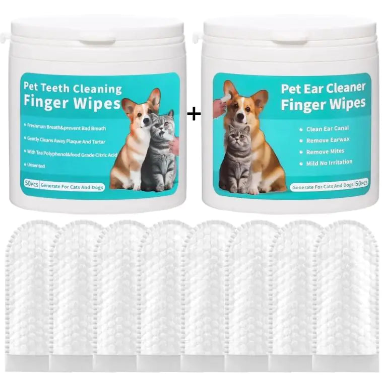 Lingettes Nettoyantes pour les Oreilles des Animaux en Doigtier