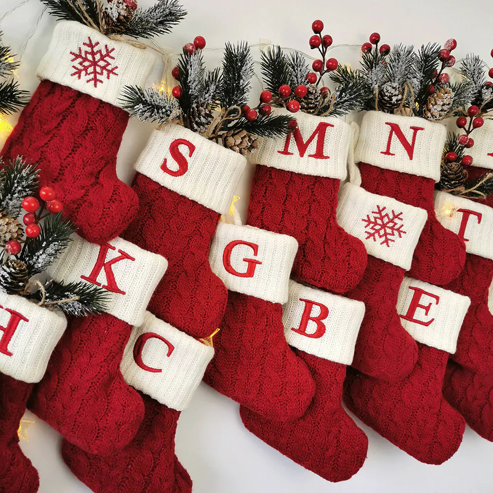 Chaussettes de Noël Tricotées à Lettres