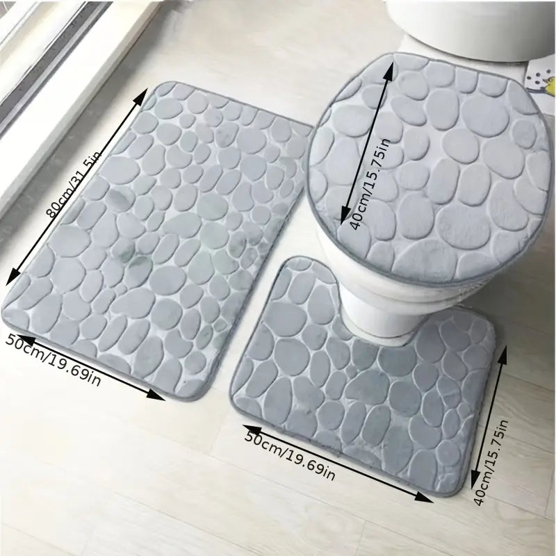 Ensemble de 3 Tapis de Salle de Bain Antidérapants