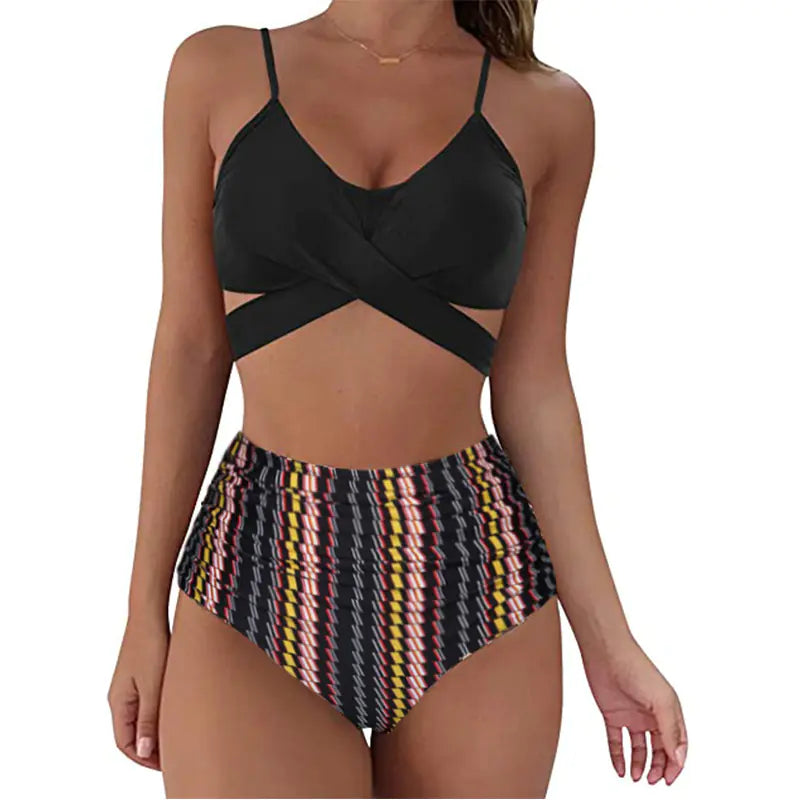 Ensemble Bikini Taille Haute Imprimé Léopard 2023