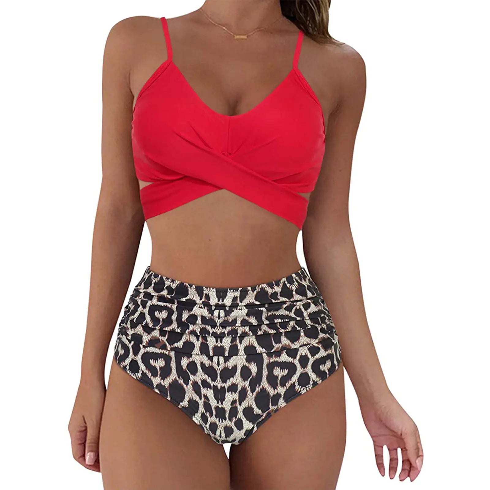 Ensemble Bikini Taille Haute Imprimé Léopard 2023