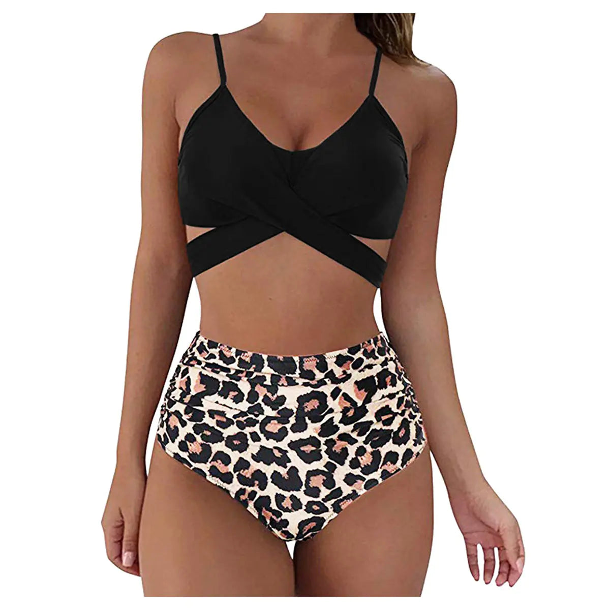 Ensemble Bikini Taille Haute Imprimé Léopard 2023