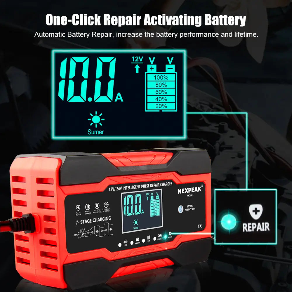 Chargeur de Batterie Multifonctionnel pour Voiture et Moto