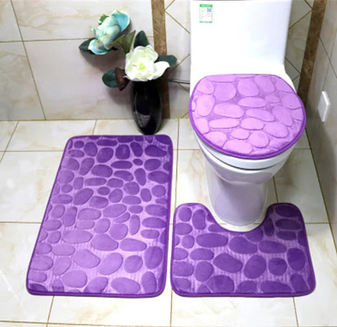 Ensemble de 3 Tapis de Salle de Bain Antidérapants
