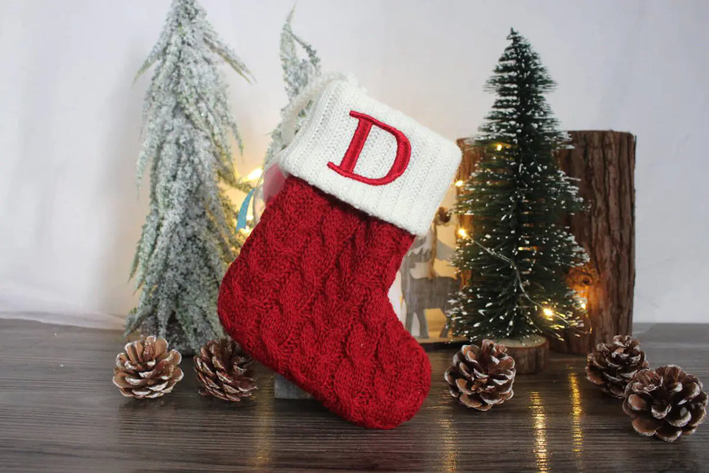 Chaussettes de Noël Tricotées à Lettres