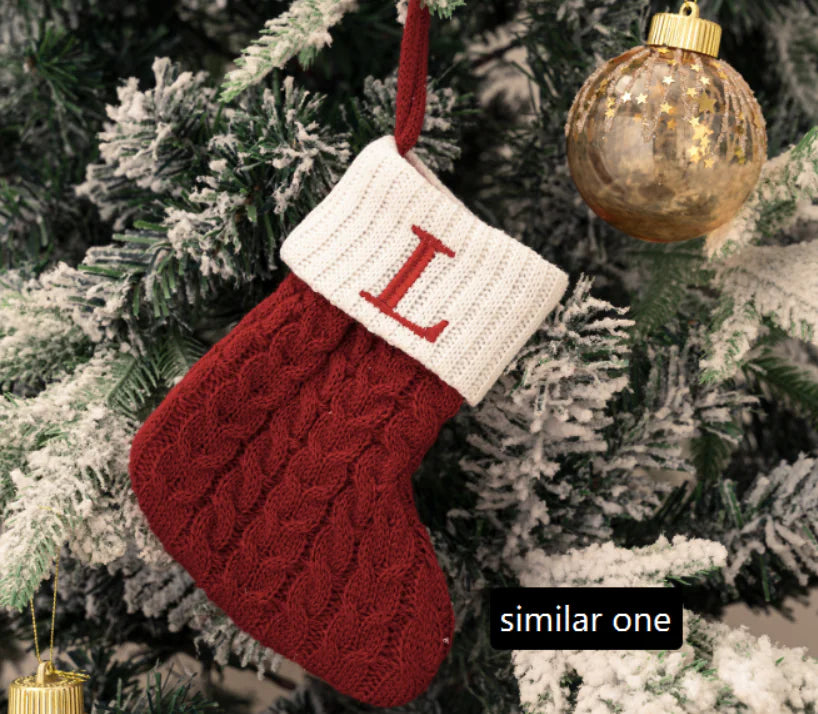 Chaussettes de Noël Tricotées à Lettres