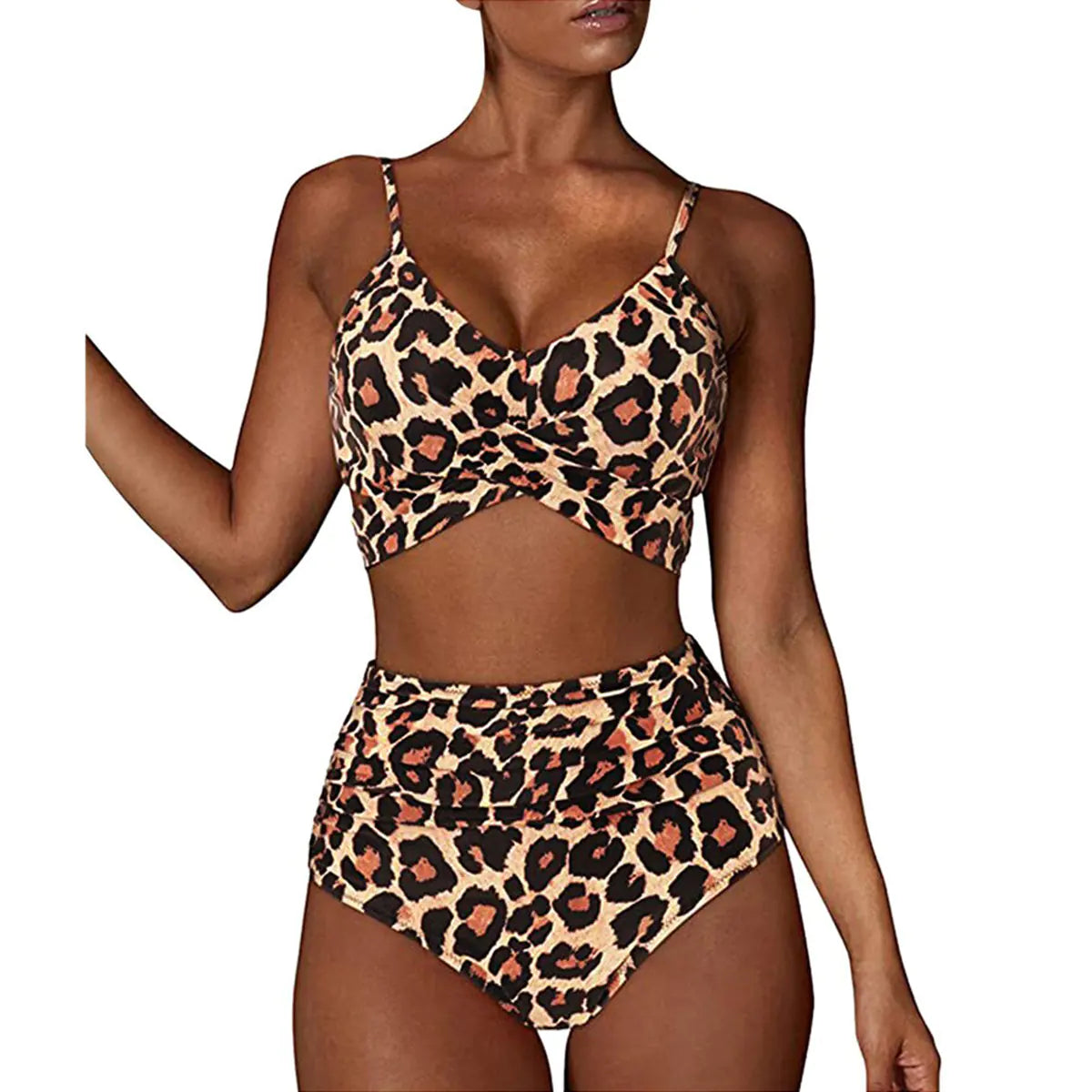 Ensemble Bikini Taille Haute Imprimé Léopard 2023