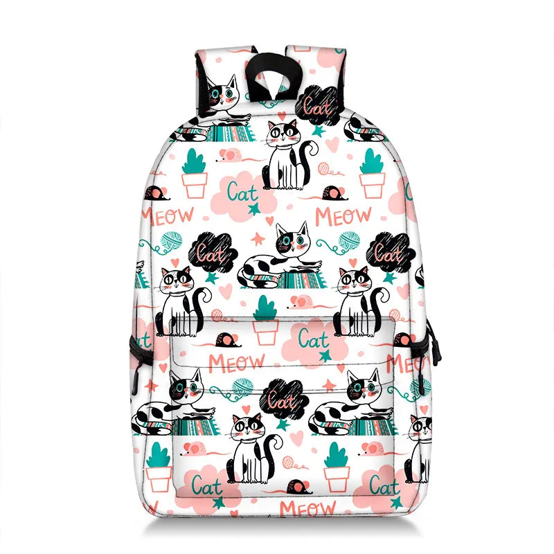 Sac à Dos Mode Créatif à Motif de Chats Mignons et Imprimé Intégral