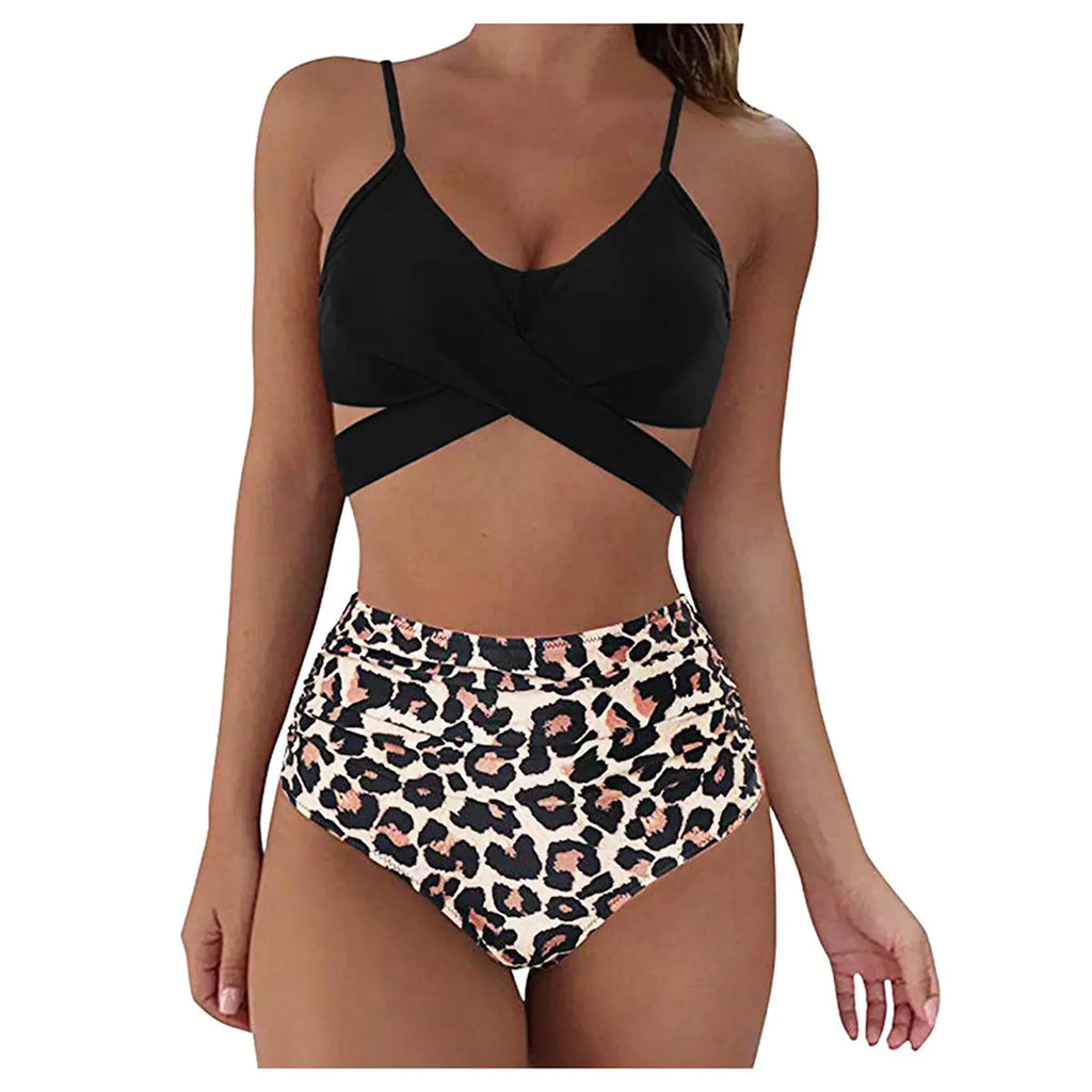 Ensemble Bikini Taille Haute Imprimé Léopard 2023