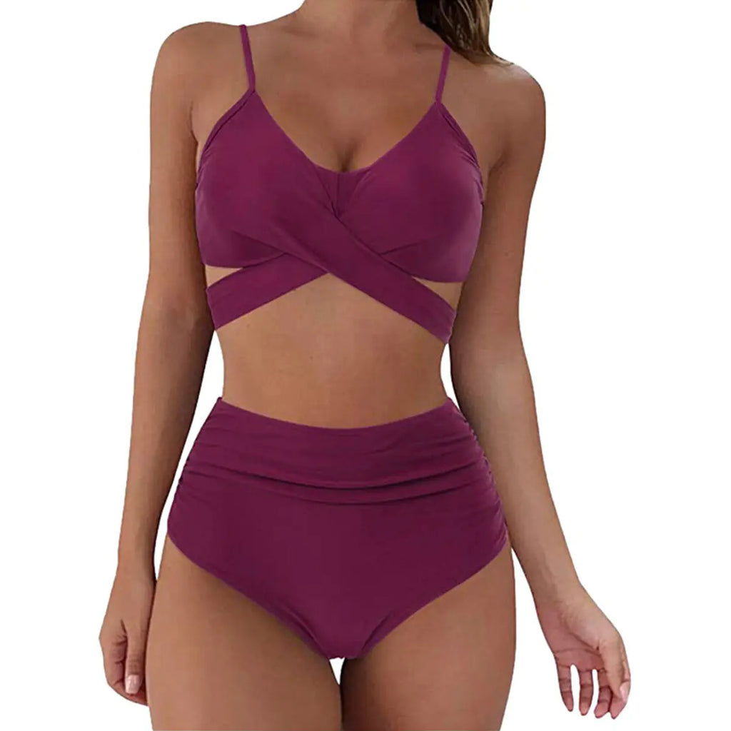 Ensemble Bikini Taille Haute Imprimé Léopard 2023