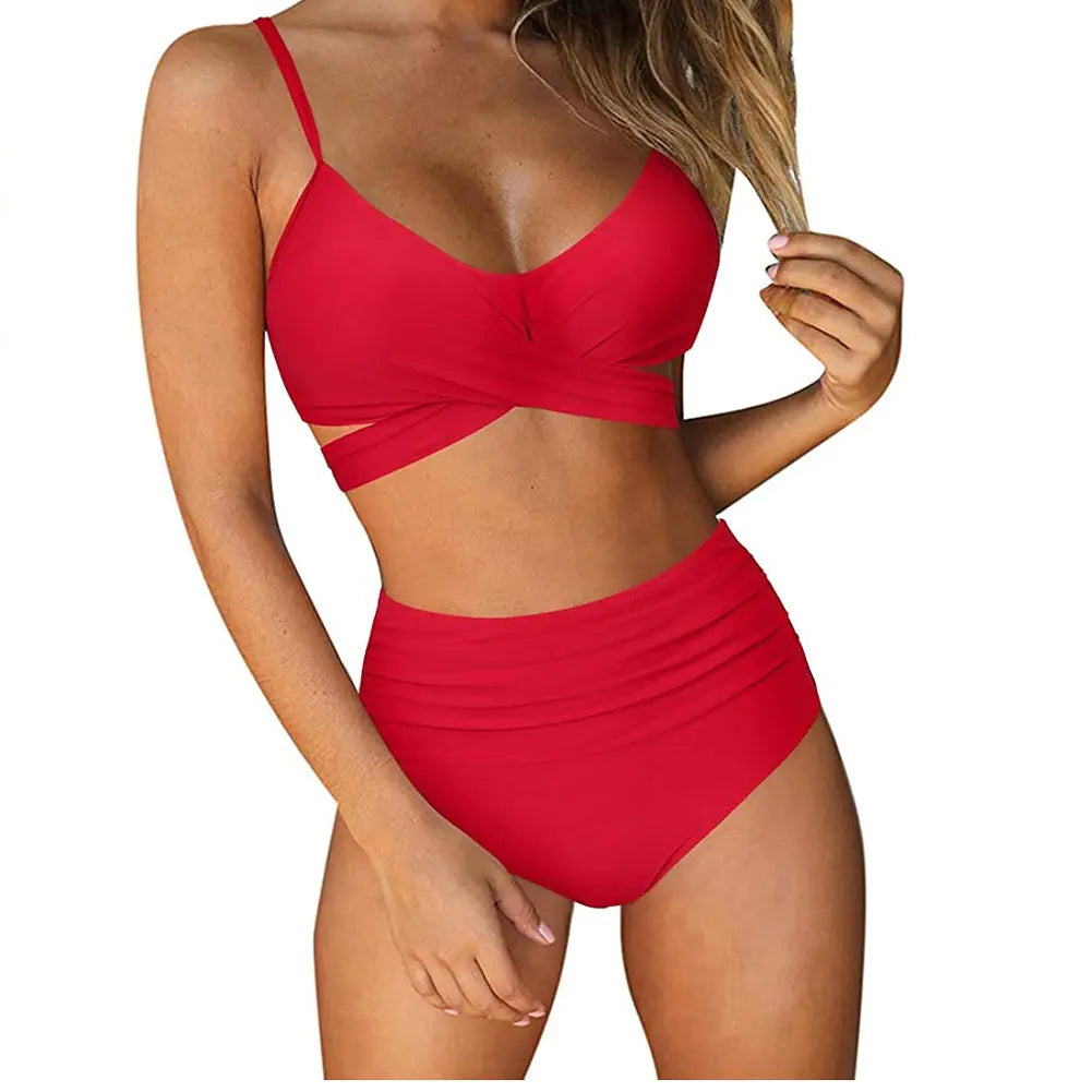 Ensemble Bikini Taille Haute Imprimé Léopard 2023